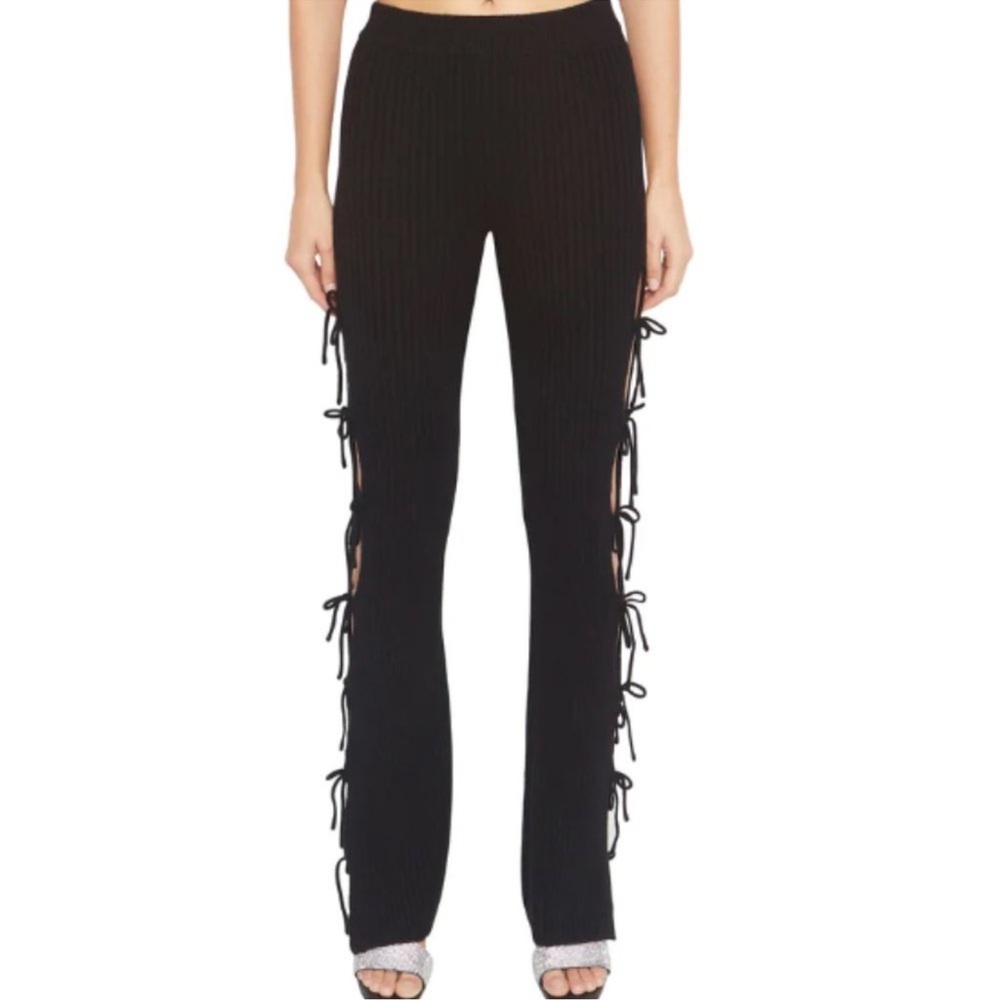 Danielle guizio Ribbed tie sweater flare pants